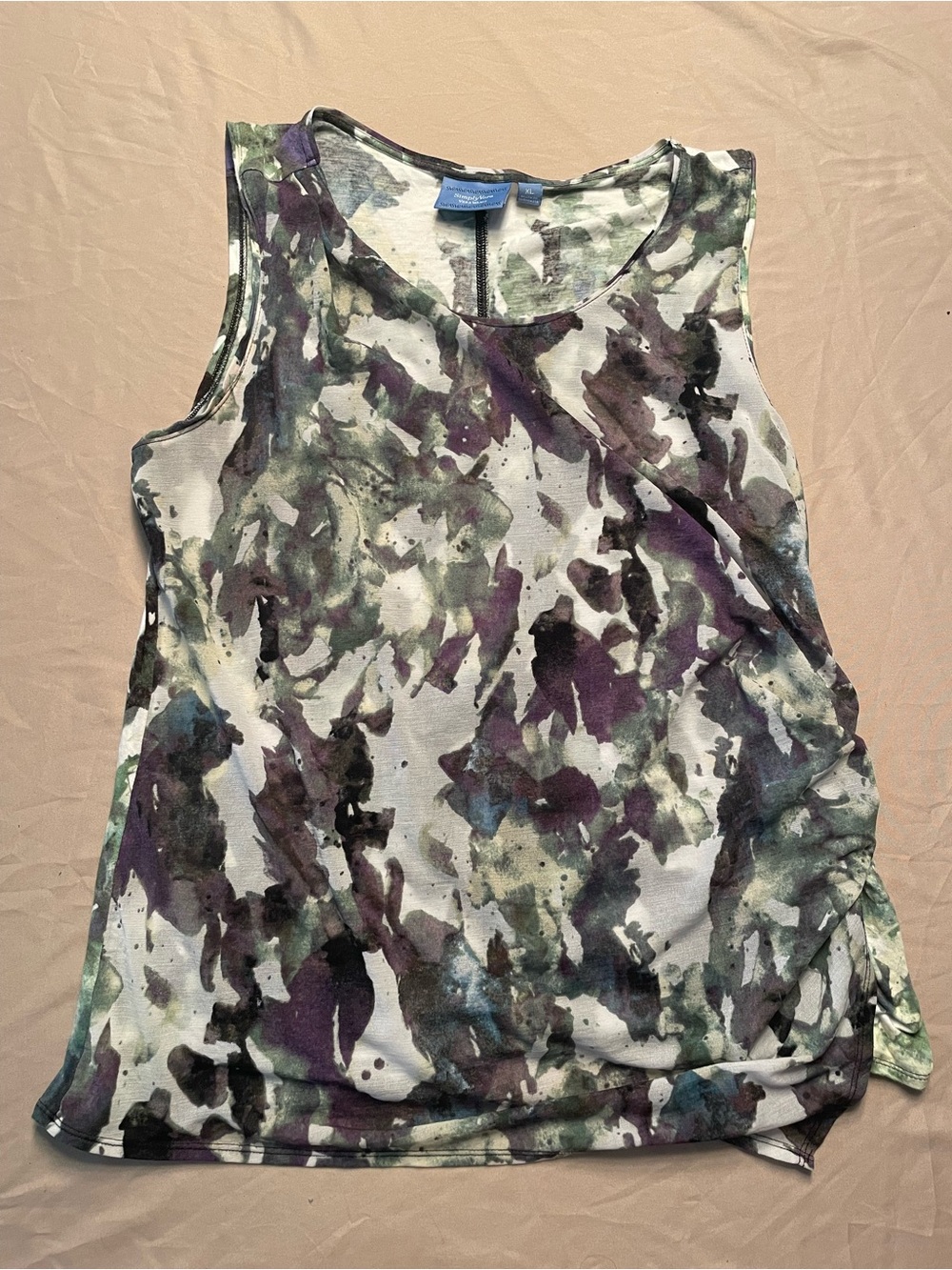 Simply Vera Vera Wang Abstract Watercolor Sleeveless Tank - Purple & Green